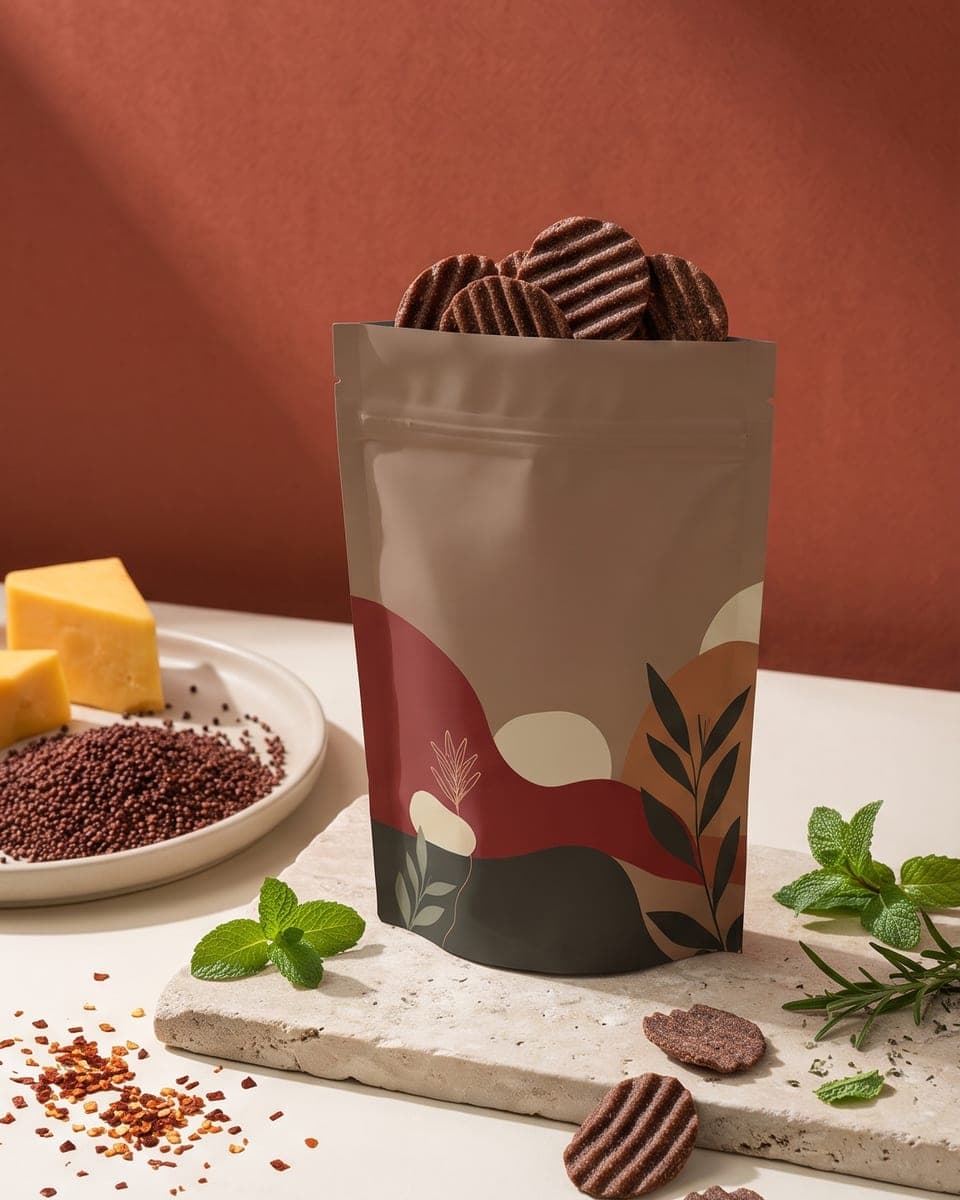 Crunch Theory Baked Ragi Chips pouch with ridged ragi chips, mint and cheese