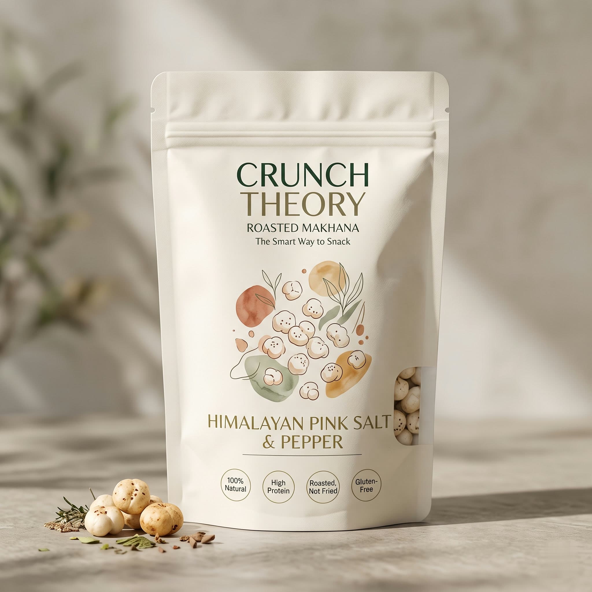 Crunch Theory Himalayan Pink Salt & Pepper roasted makhana pouch